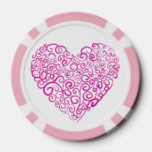 Spiraal handschrift roze hart voor Valentijnsdag Poker Chips (Achterkant)