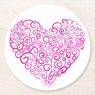 Spiraal handschrift roze hart voor Valentijnsdag Ronde Kartonnen Onderzetter