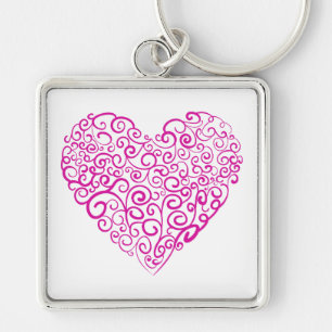Spiraal handschrift roze hart voor Valentijnsdag Sleutelhanger