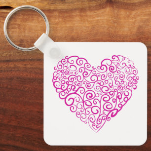 Spiraal handschrift roze hart voor Valentijnsdag Sleutelhanger