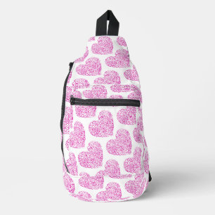 Spiraal handschrift roze hart voor Valentijnsdag Sling Bag