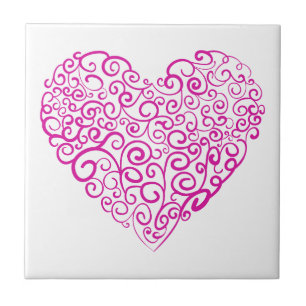 Spiraal handschrift roze hart voor Valentijnsdag Tegeltje