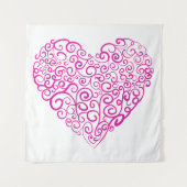 Spiraal handschrift roze hart voor Valentijnsdag Wandkleed (Voorkant (horizontaal))