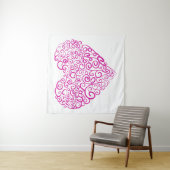 Spiraal handschrift roze hart voor Valentijnsdag Wandkleed (In situ)