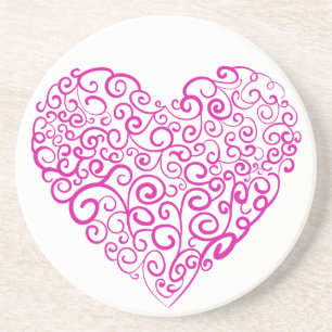 Spiraal handschrift roze hart voor Valentijnsdag Zandsteen Onderzetter