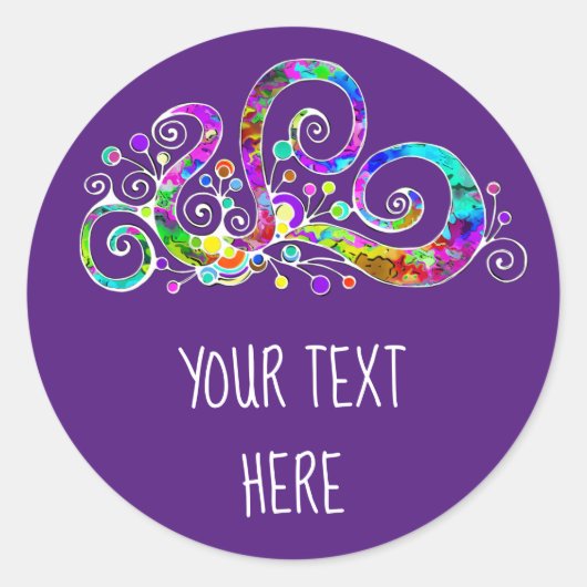 Spiraal Hart Handgeschilderd Ontwerp 2 Ronde Sticker (Voorkant)