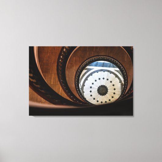 Spiraal Houten Trap Abstract Poster Canvas Afdruk (Voorkant)