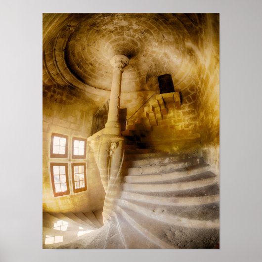 Spiraal kasteel trap, Frankrijk Poster (Voorkant)