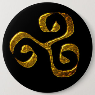 Spiraal Keltisch symbool goud metallisch Ronde Button 6,0 Cm