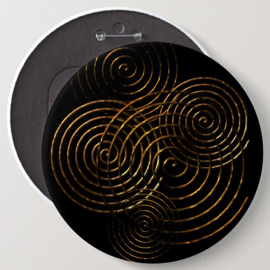 Spiraal Keltisch symbool goud metallisch Ronde Button 6,0 Cm (Voorkant /achterkant)