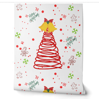 Spiraal Kerstboom en Bellen Ontwerp Behang