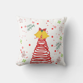 Spiraal Kerstboom en Bellen Ontwerp Kussen