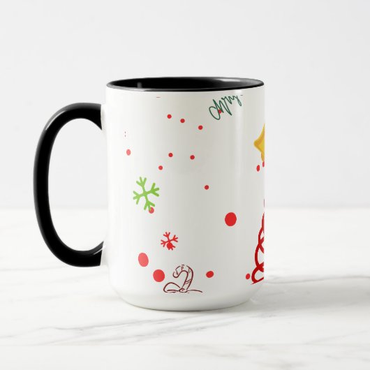 Spiraal Kerstboom en Bellen Ontwerp Mok (Links)
