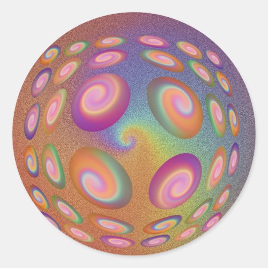 Spiraal kleur bal ronde sticker (Voorkant)