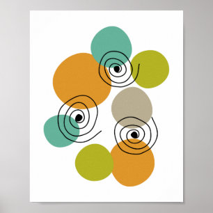 Spiraal Mid Century Modern Kleurrijk Geometrisch Poster