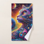 Spiraal Mystic Galaxy Rainbow Cat Bad Handdoek (Handdoek)