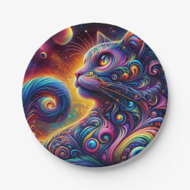 Spiraal Mystic Galaxy Rainbow Cat Papieren Bordje