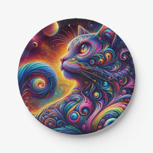 Spiraal Mystic Galaxy Rainbow Cat Papieren Bordje