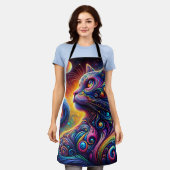 Spiraal Mystic Galaxy Rainbow Cat Schort (Gedragen)