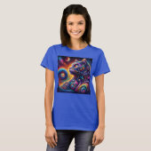 Spiraal Mystic Galaxy Rainbow Cat T-shirt (Voorkant volledig)