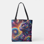 Spiraal Mystic Galaxy Rainbow Cat Tote Bag (Achterkant)