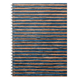 Spiraal Notebook, Geschilderde Strepen, Blauw & Or Notitieboek