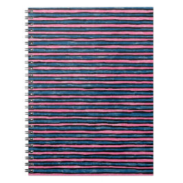 Spiraal Notebook, Geschilderde Strepen, Blauw & Ro Notitieboek