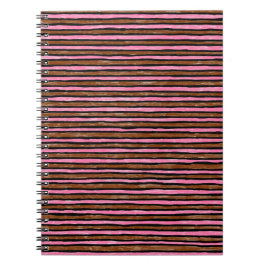 Spiraal Notebook, Geschilderde Strepen Roze & Brui Notitieboek