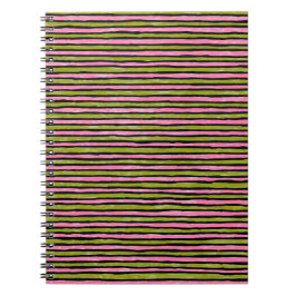 Spiraal Notebook, Geschilderde Strepen Roze & Char Notitieboek