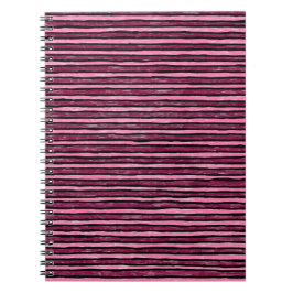 Spiraal Notebook, Geschilderde Strepen, Roze en Ma Notitieboek