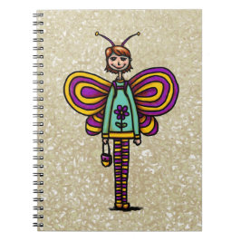 Spiraal Notebook, Schattig Meisje met Vlinder Notitieboek