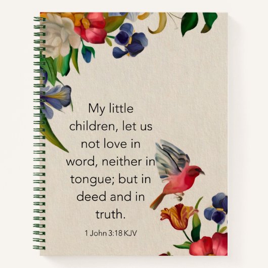 Spiraal Notitieboek - 1 Johannes 3:18 KJV (Voorkant)