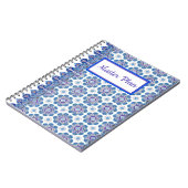 Spiraal Notitieboek blauw en paarse tegel print (Linkerzijde)