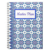 Spiraal Notitieboek blauw en paarse tegel print (Voorkant)