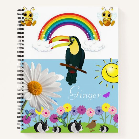 Spiraal Notitieboek Bumblebee konijnen Parrot Sun (Voorkant)