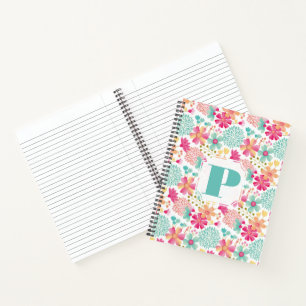 Spiraal Notitieboek, gebilderd Floral Monogram Notitieboek