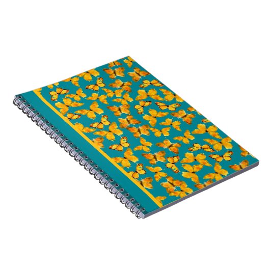  spiraal Notitieboek, gouden vlinders op Blauwgroe Notitieboek (Rechterzijde)