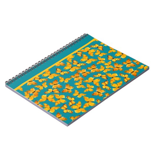  spiraal Notitieboek, gouden vlinders op Blauwgroe Notitieboek (Linkerzijde)