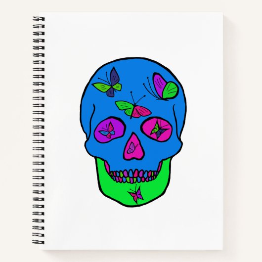 Spiraal Notitieboek met Skull Butterfly ontwerp. (Voorkant)