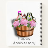 Spiraal Notitieboek Penguin Pink Roses Floral (Achterkant)