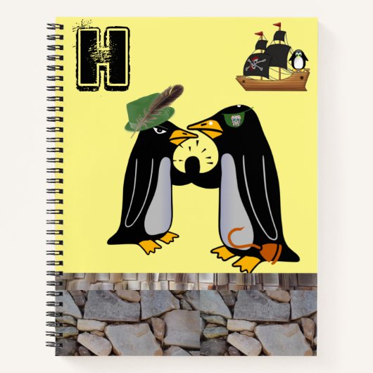 Spiraal Notitieboek Penguin Pirate Ship (Voorkant)
