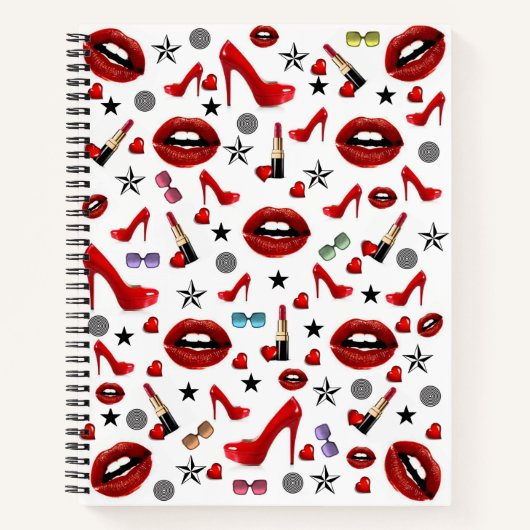Spiraal Notitieboek Rode lippenstift op hevel (Voorkant)