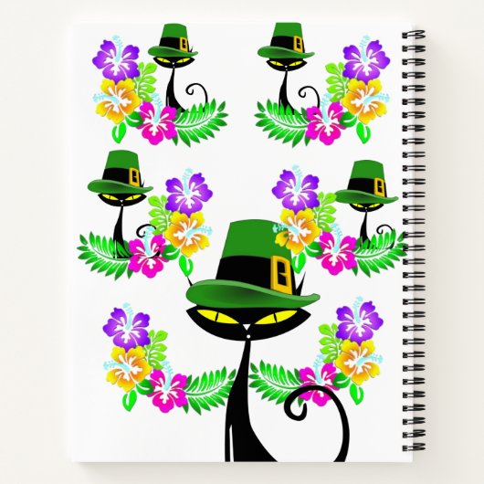 Spiraal Notitieboek St. Patrick's Day Cat Floral (Achterkant)
