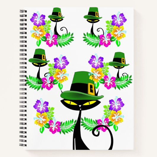 Spiraal Notitieboek St. Patrick's Day Cat Floral (Voorkant)