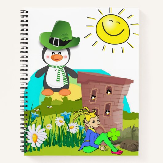 Spiraal Notitieboek St. Patrick's Day Penguin (Voorkant)