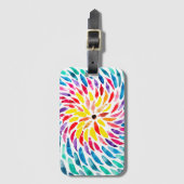 Spiraal regenboog waterverf abstract bagagelabel (Voorkant (verticaal))