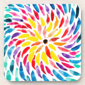 Spiraal regenboog waterverf abstract bier onderzetter (Voorkant)