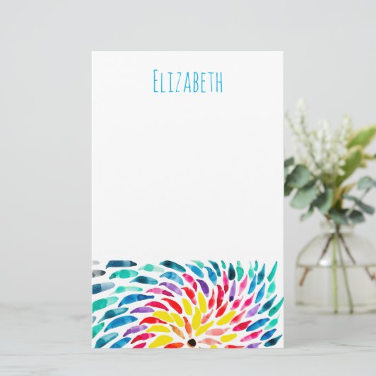 Spiraal regenboog waterverf abstract briefpapier (Staand voorkant)