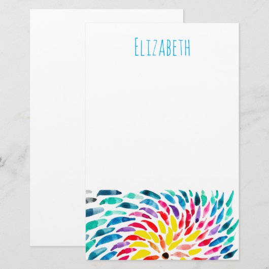 Spiraal regenboog waterverf abstract briefpapier (Voorkant / Achterkant)