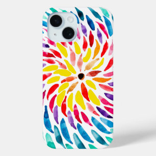 Spiraal regenboog waterverf abstract iPhone 15 case